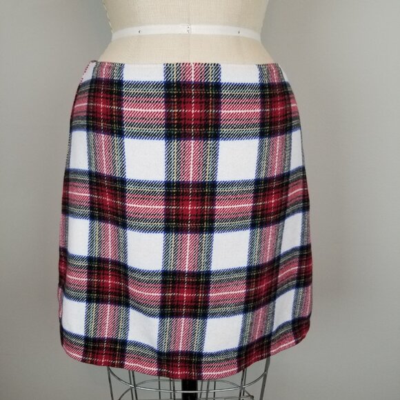 Y2K Abercrombie & Fitch Red Tartan Plaid Wool Blend Preppy Mini Skirt Size Small - Picture 1 of 8